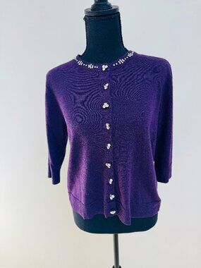 Zara Cardigan Size Small Purple with Rinestone Detail